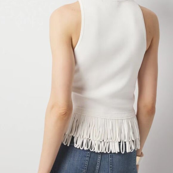 nwt $100 tags WHITE HOUSE BLACK MARKET fringe hem sweater tank - Picture 2 of 2